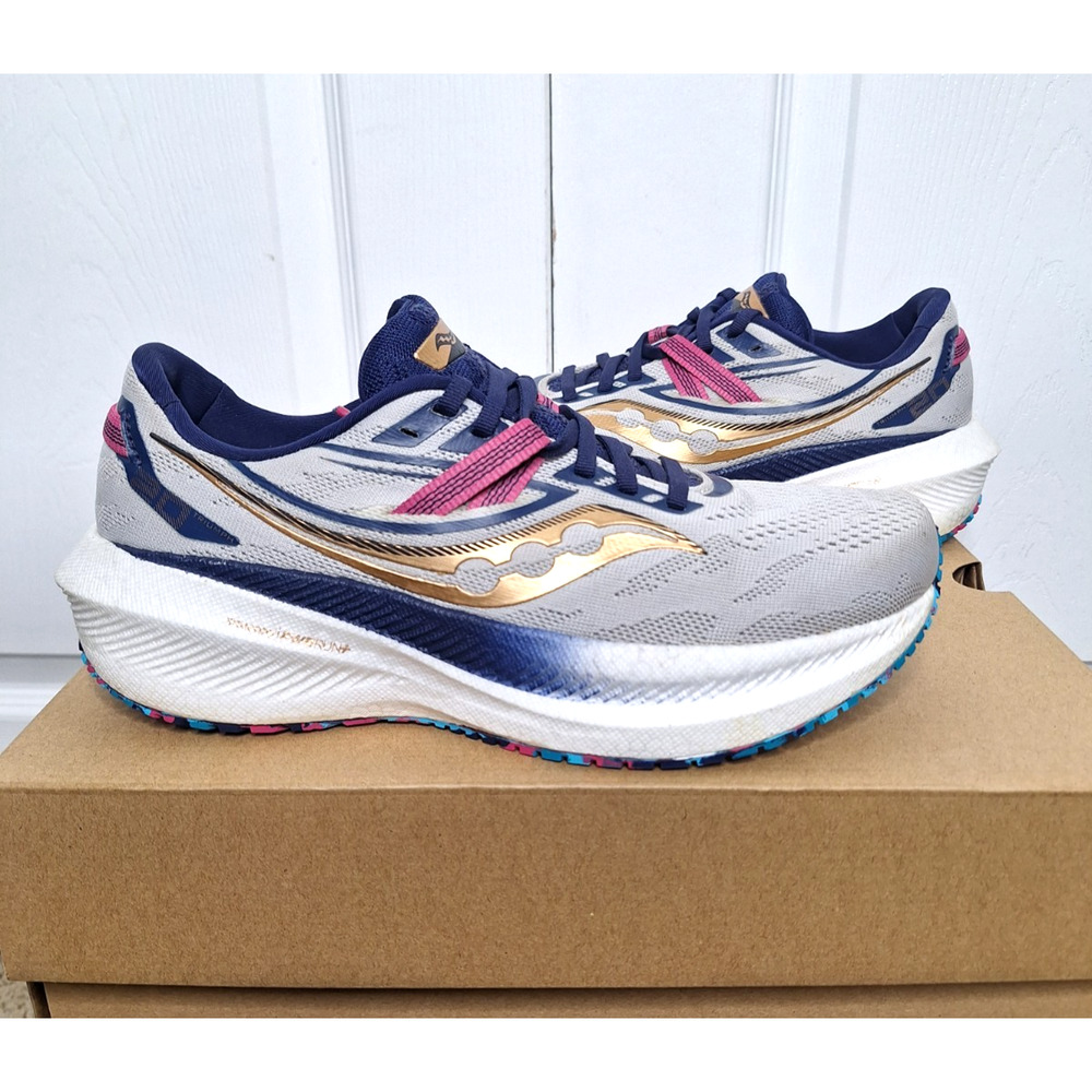Saucony Triumph 20 Prospect Glass S10760-40 Gray Gold Blue size 8 Women's